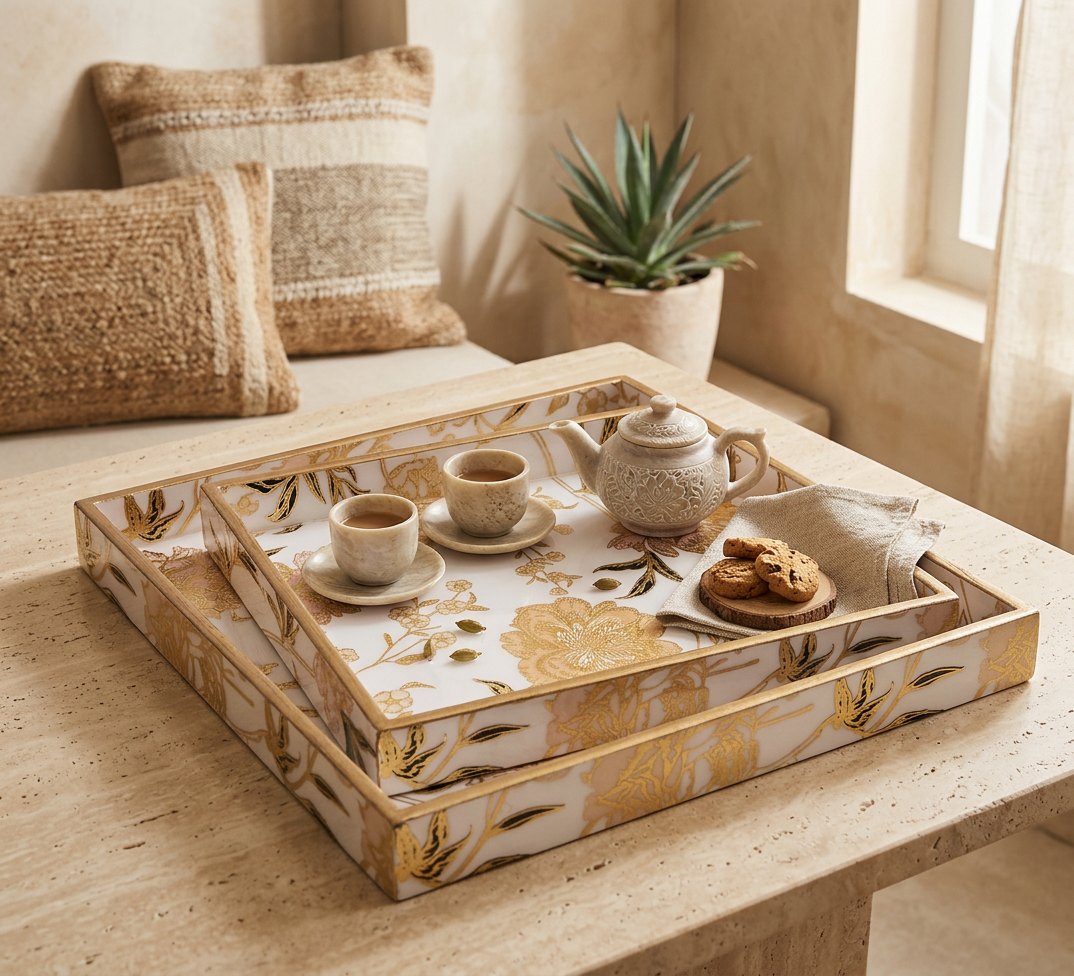 2 PC Tray Set (SMSQ) in Guldasta design