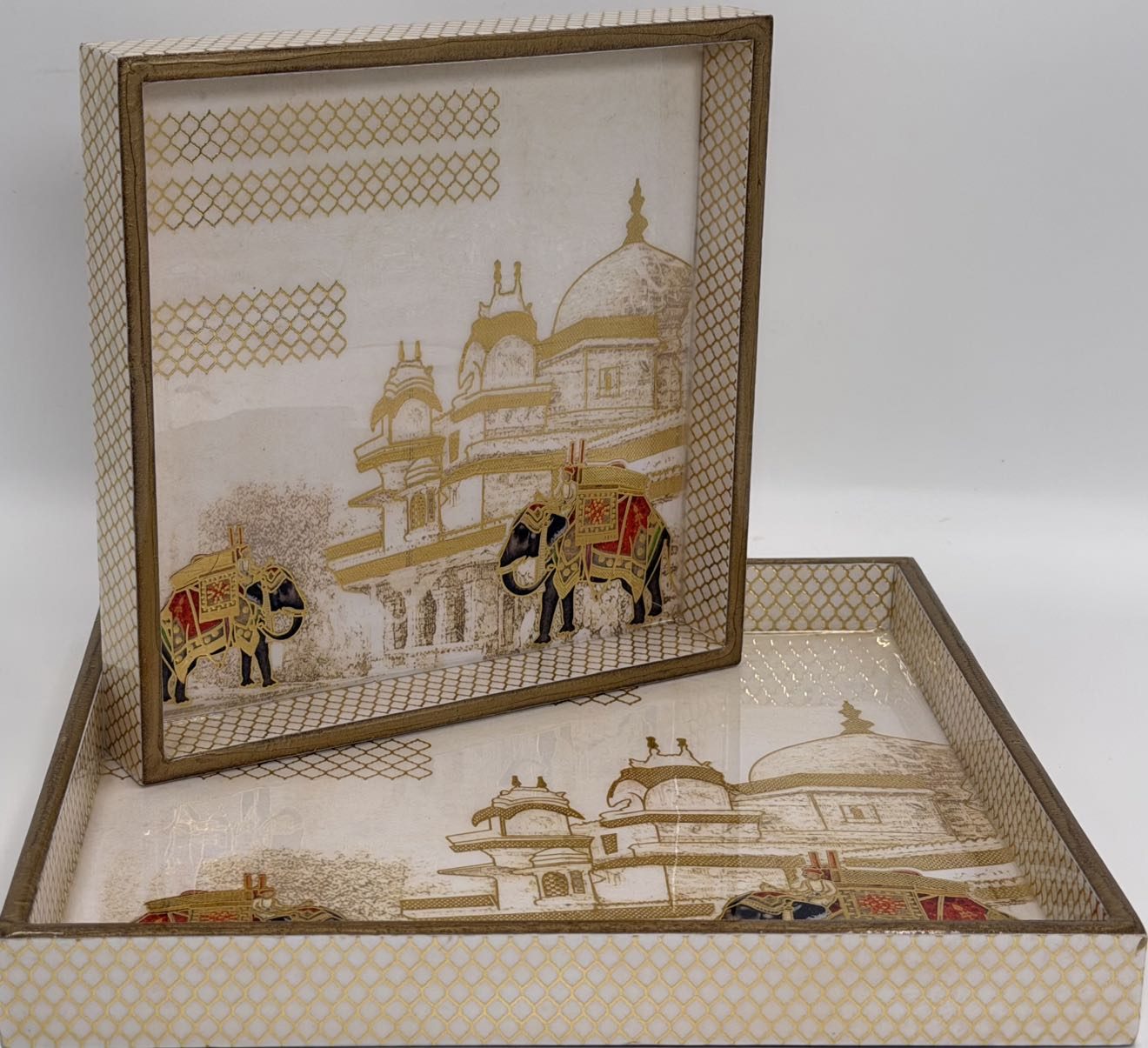 2 PC Tray Set (SMSQ) in the Gajraj design