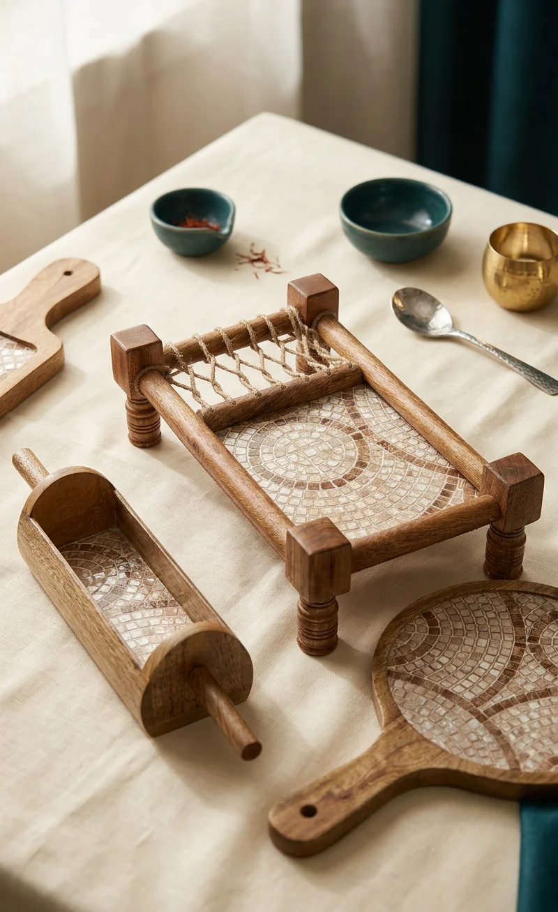 Khatiya Platter Set in Mother of Pearl design