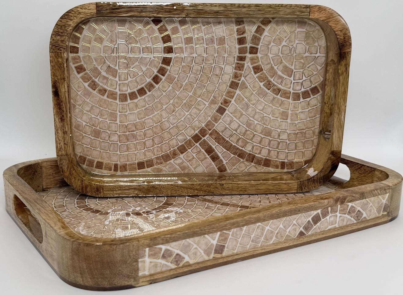 2 PC Tray Set 15MM (KG) in the Mother of Pearl design