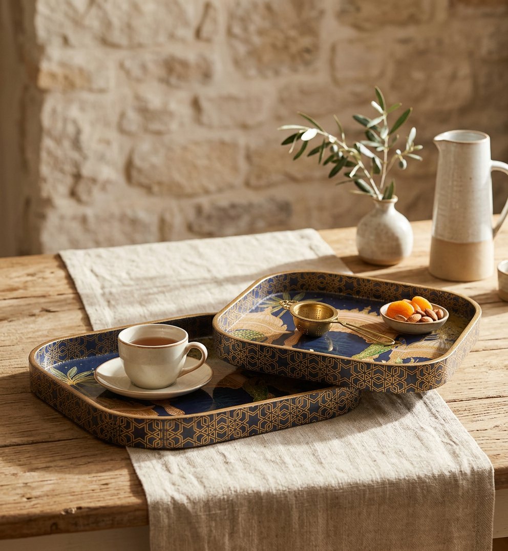 2 PC Tray Set (SMKG) in Mehraab design