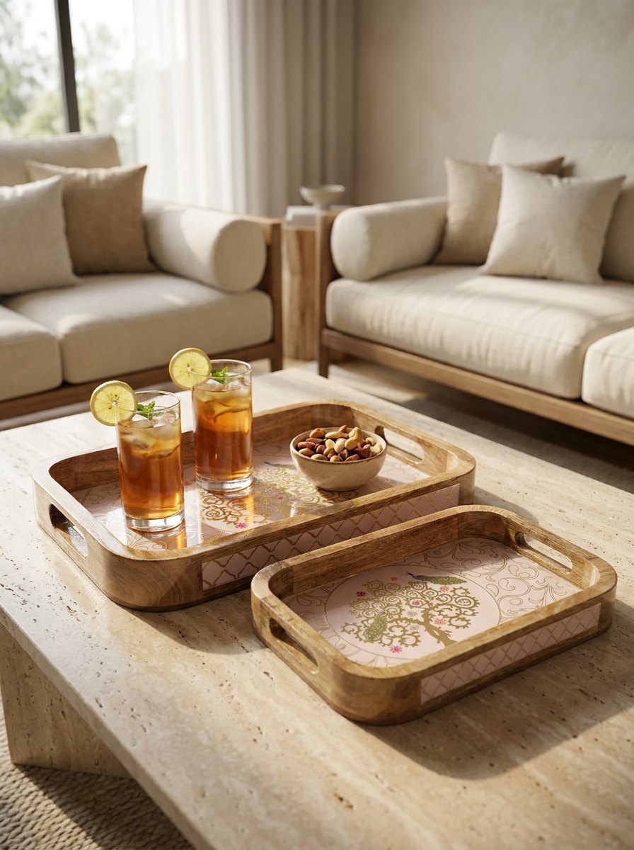 2 PC Tray Set 15MM (KG) in Mayurvriksha design