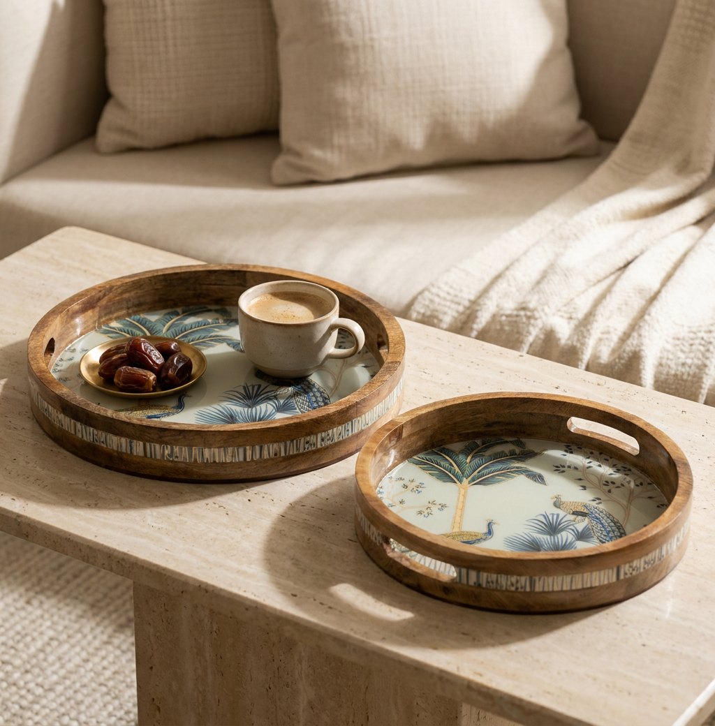 2 PC Tray Set 15MM (RN) in Mayurvan design