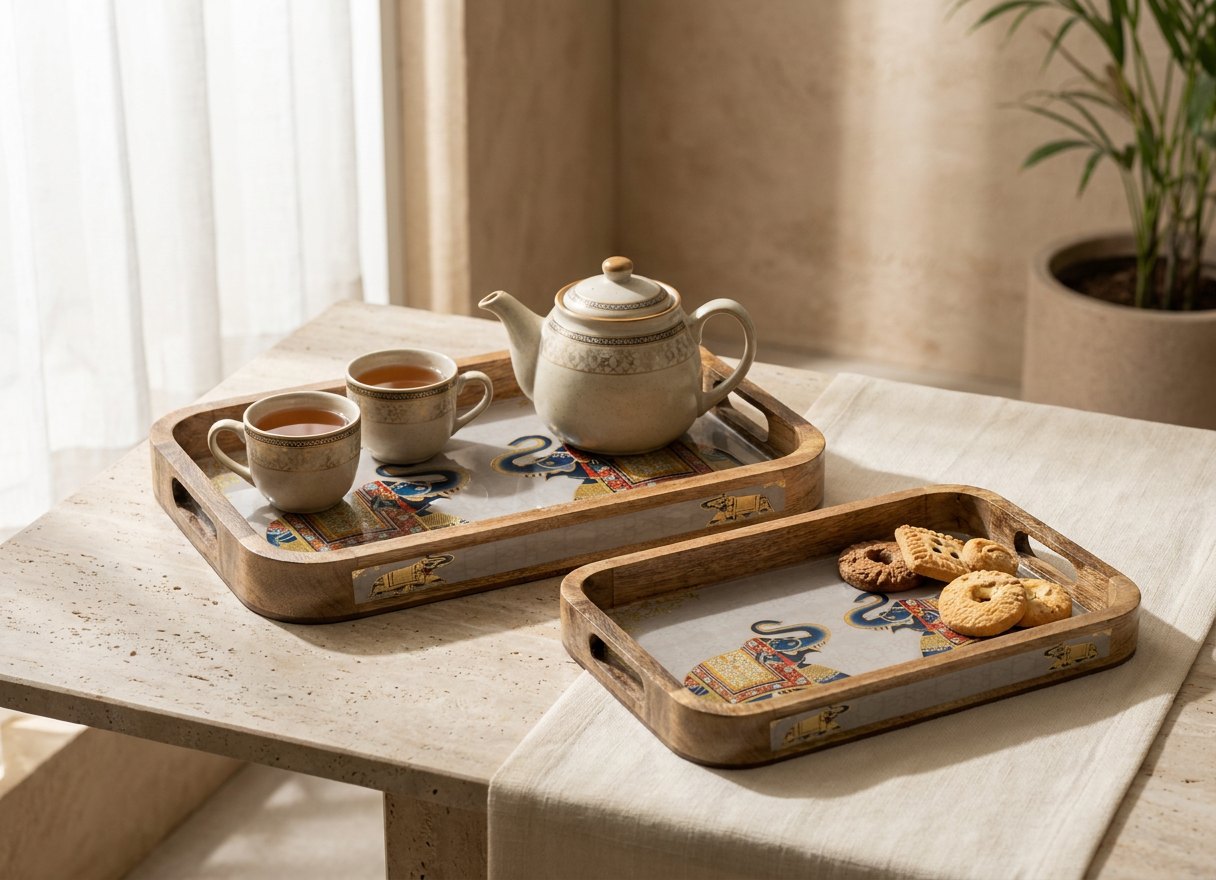 2 PC Tray Set 15MM (KG) in Gaj design