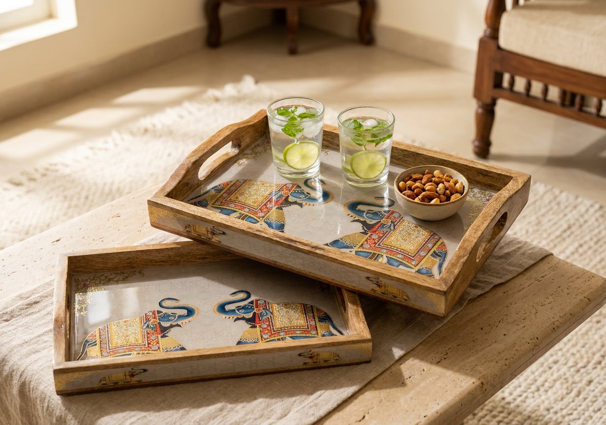 2 PC Tray Set 15MM (HH) in Gaj design