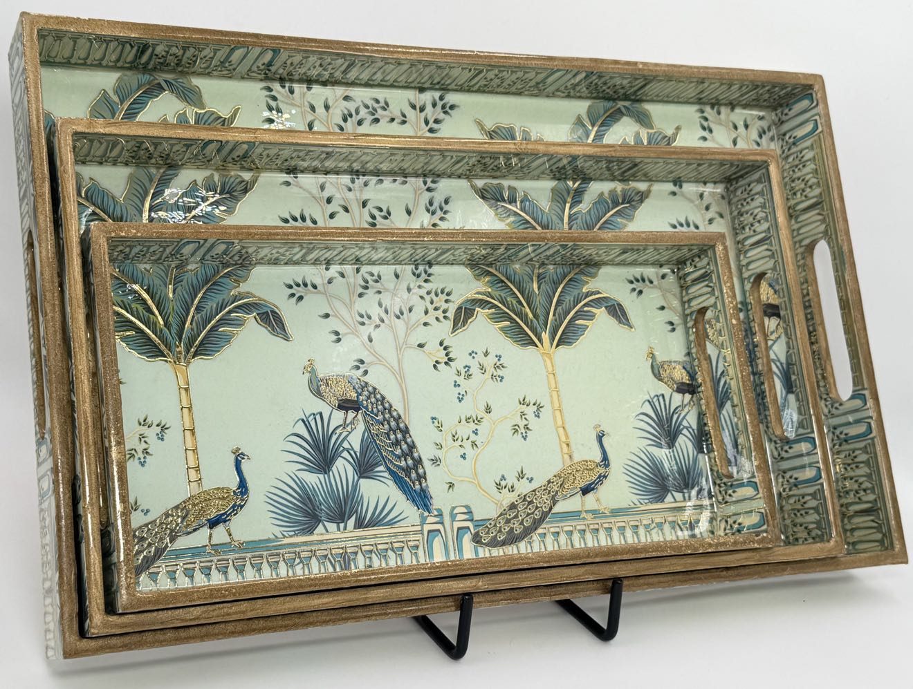 3 PC Tray Set 16x10" in the Mayurvan design