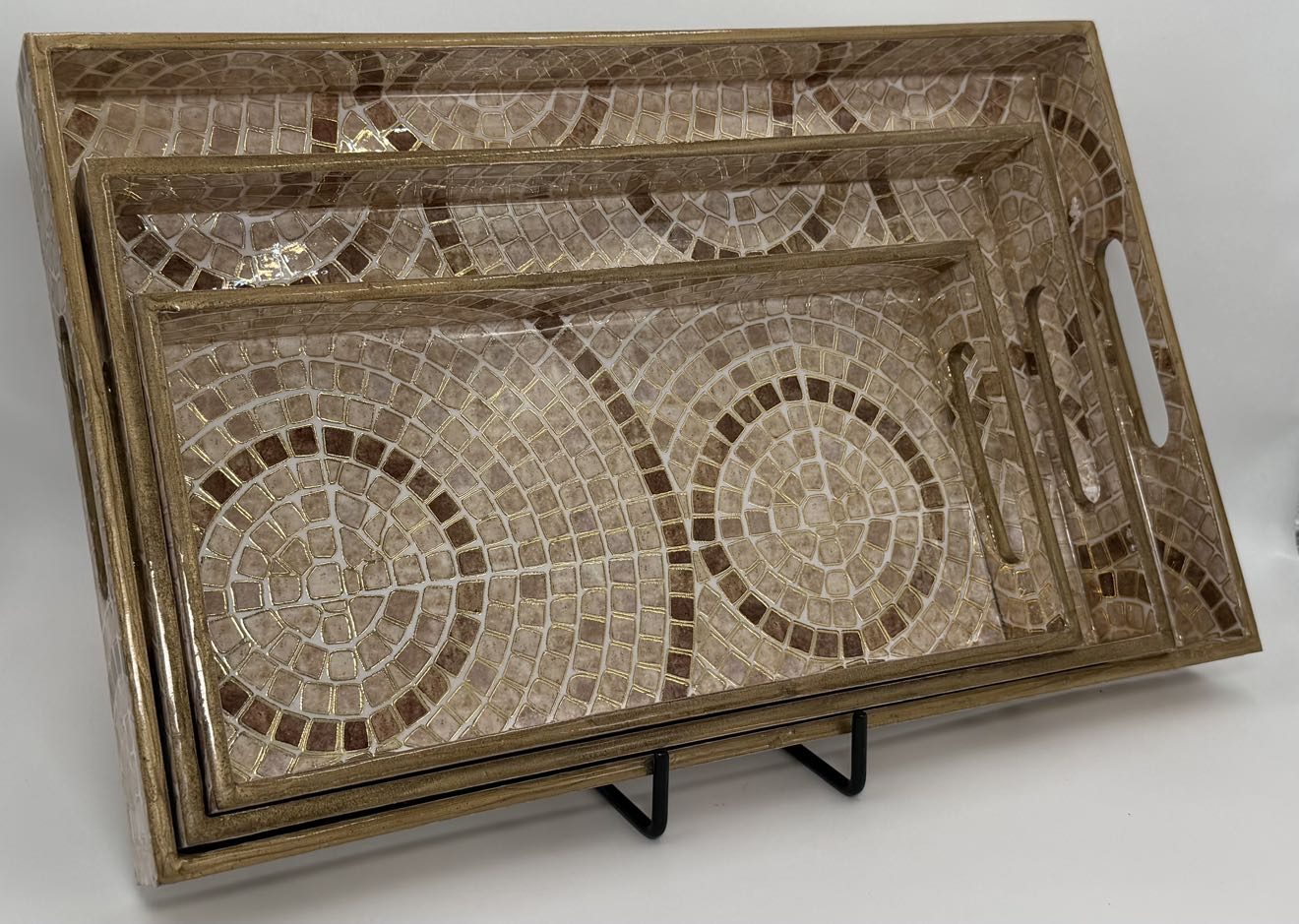 3 PC Tray Set 16x10" in the Mother of Pearl design