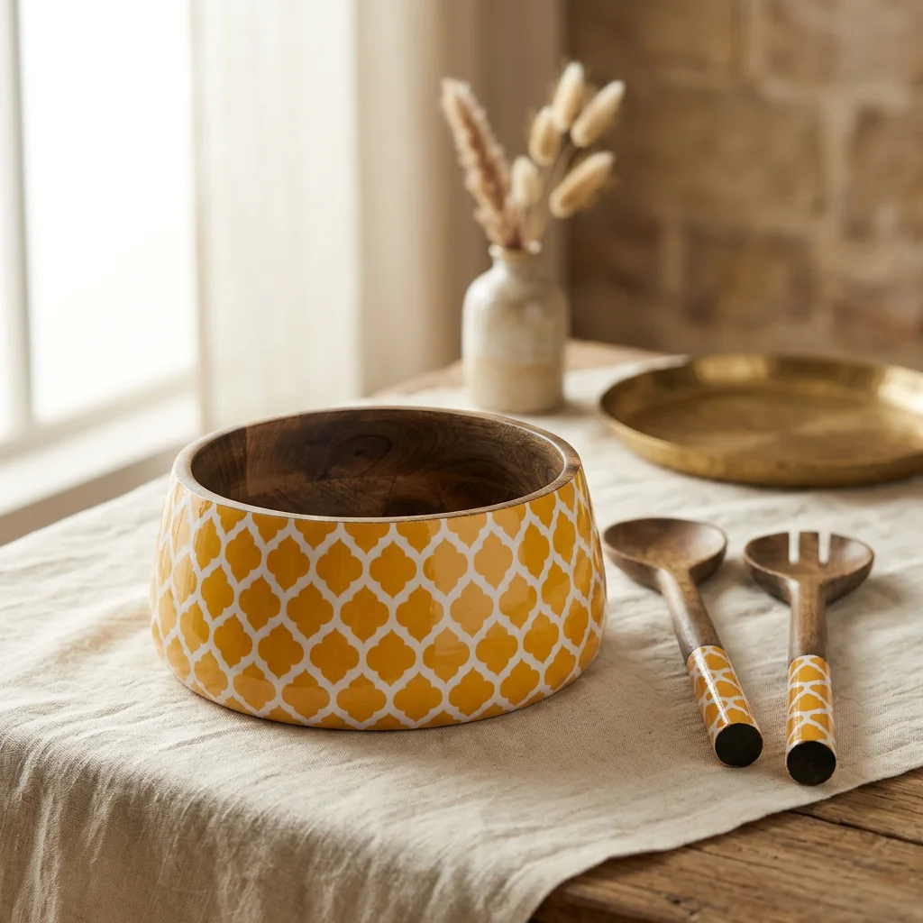 Salad Bowls in Amber Trellis design