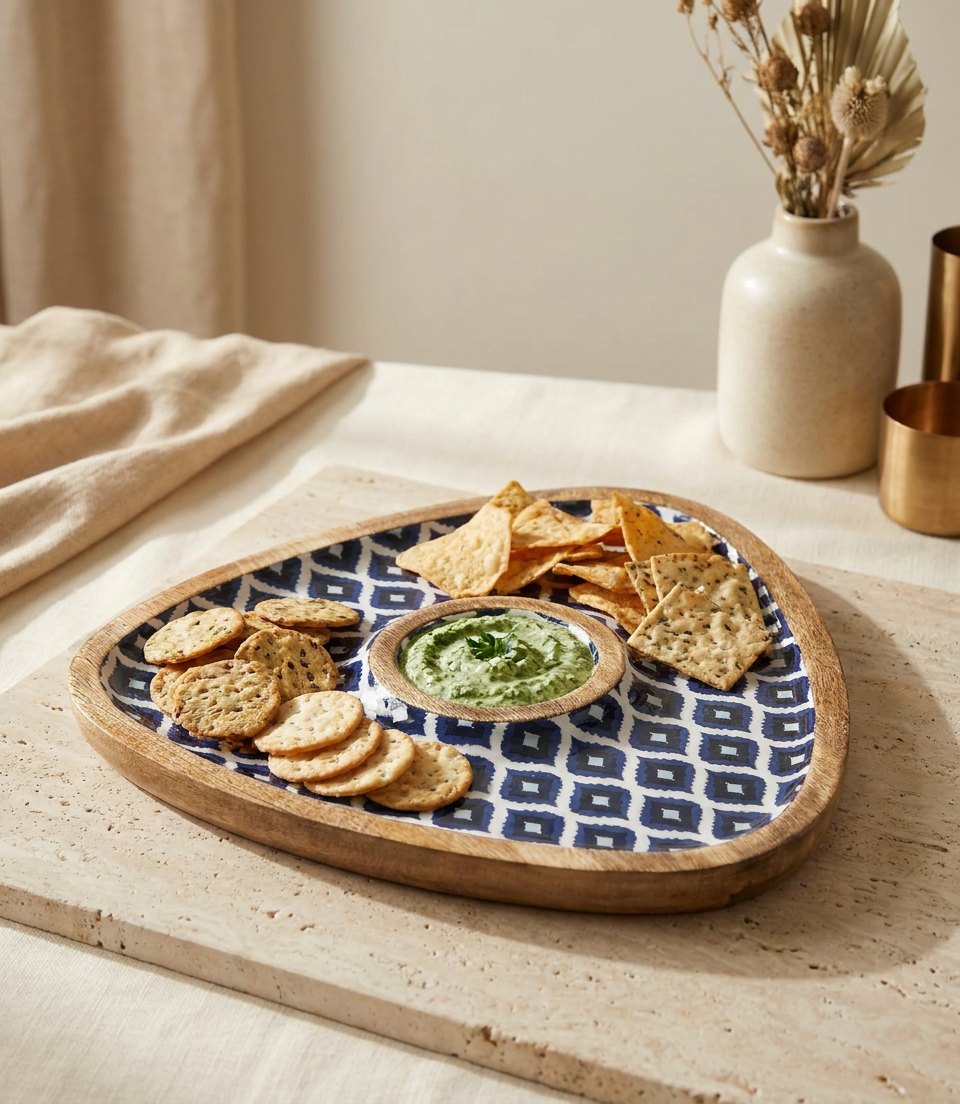Chip/Dip (Tri) in Indigo Ikat design