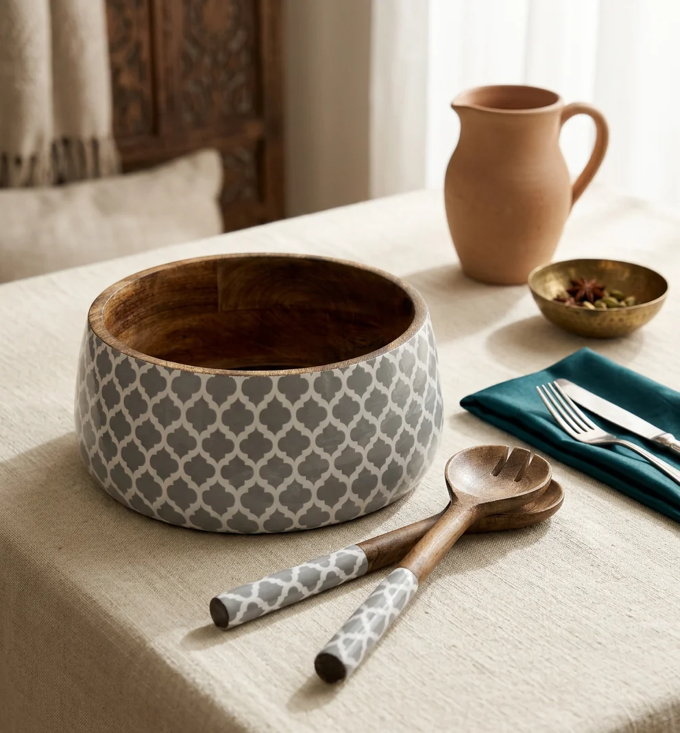 Salad Bowls in Ivory Trellis design