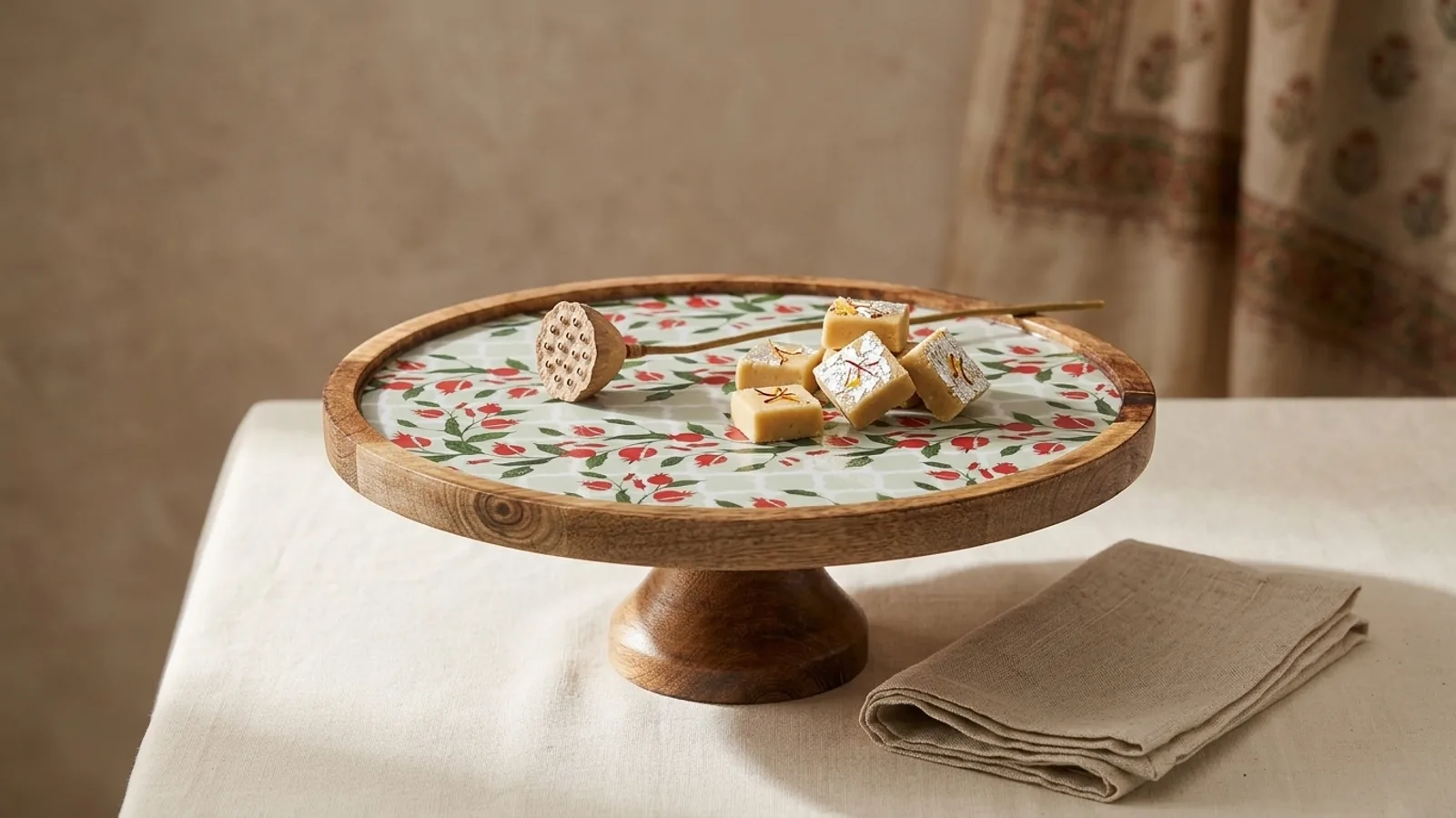 Single Layer Dessert Stand in Pomegranate Bloom design