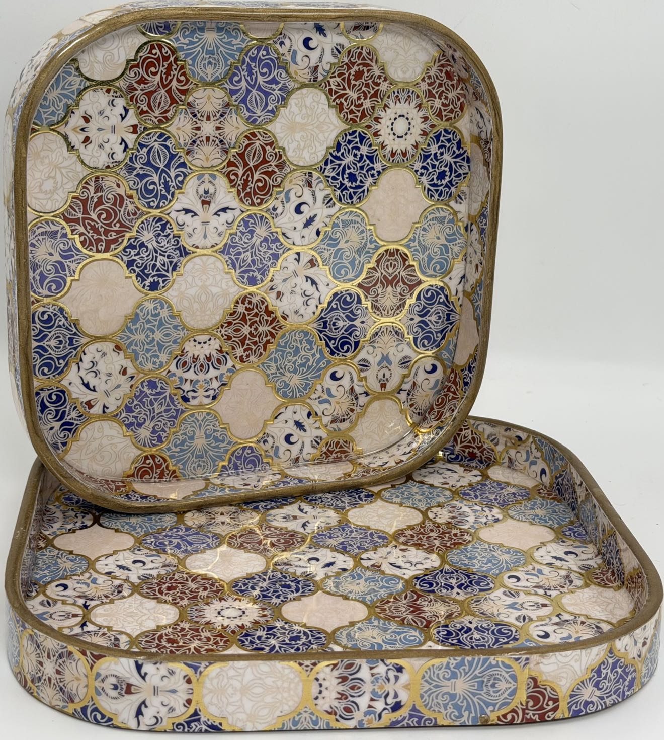 2 PC Tray Set (SMKG) in the Mosaic Garden design