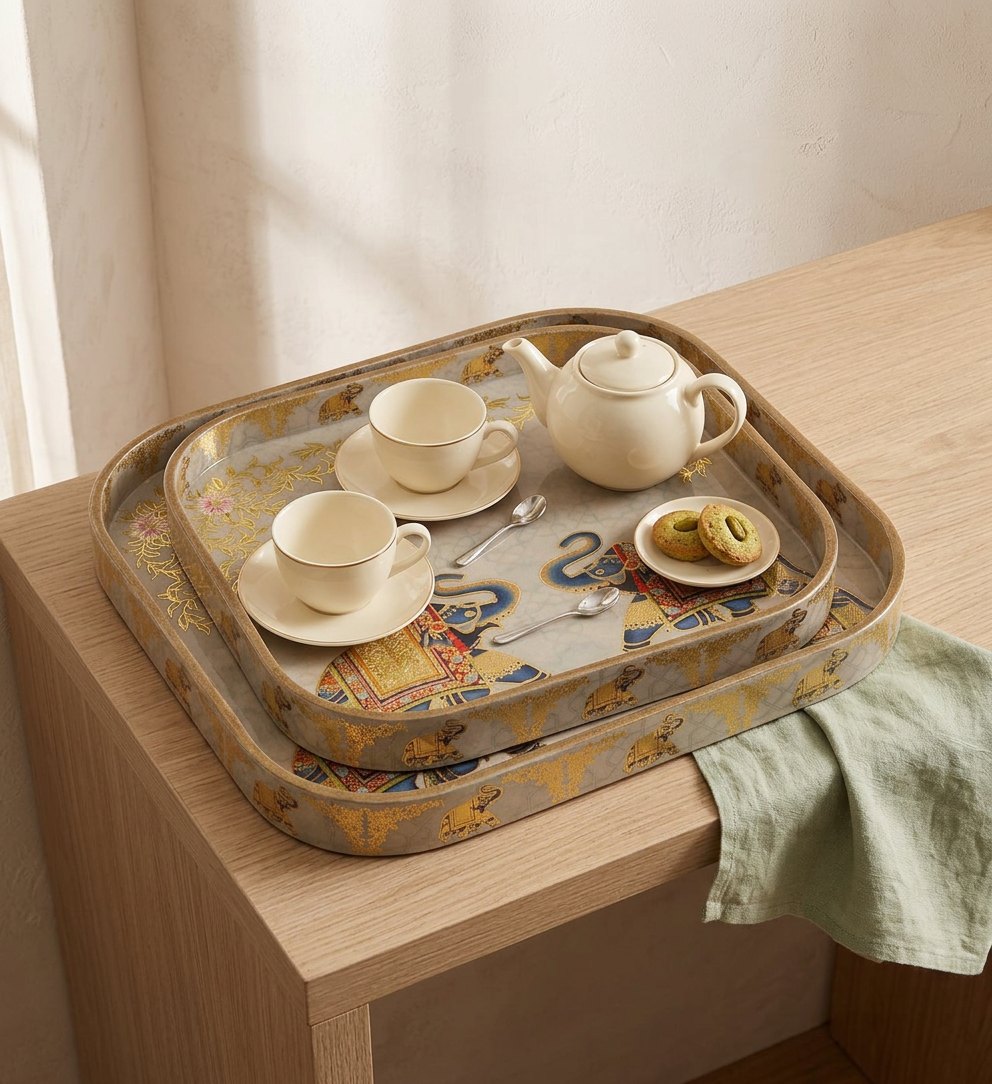 2 PC Tray Set (SMKG) in Gaj design