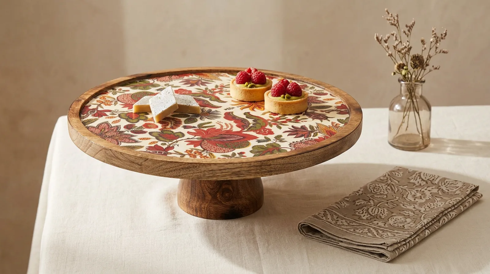 Single Layer Dessert Stand in Crimson Garden design