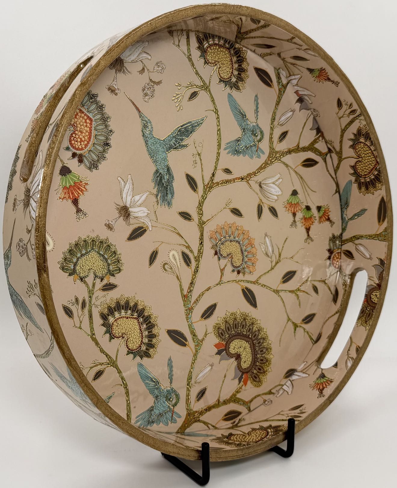 Round Trays (SL) 12" in the Peacock Garden design