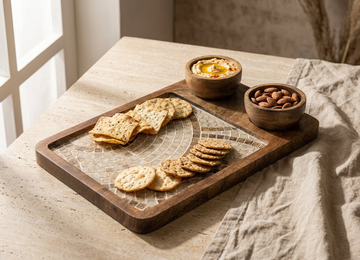2 Bowl Platter in Mother of Pearl design