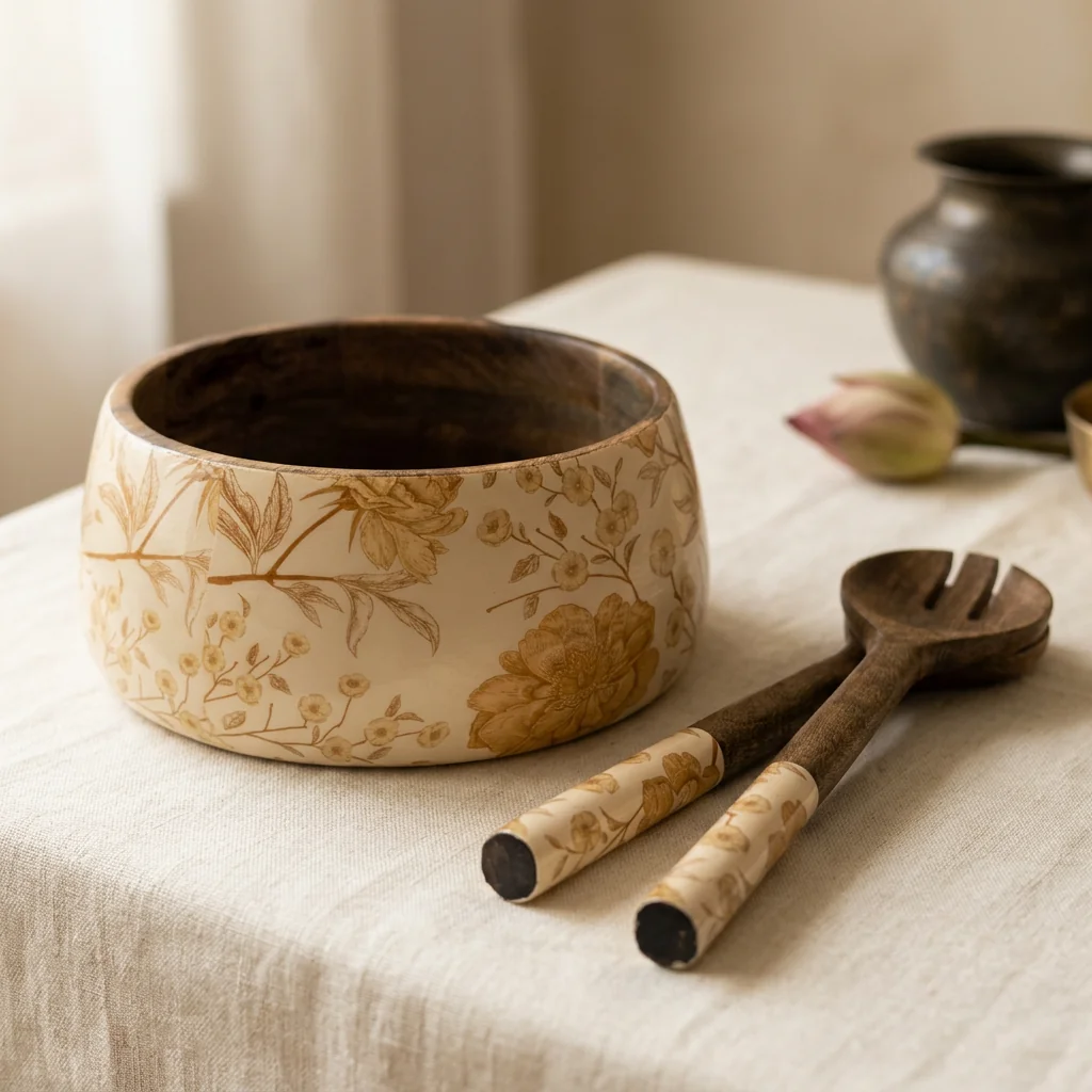 Salad Bowls in Golden Botanica design