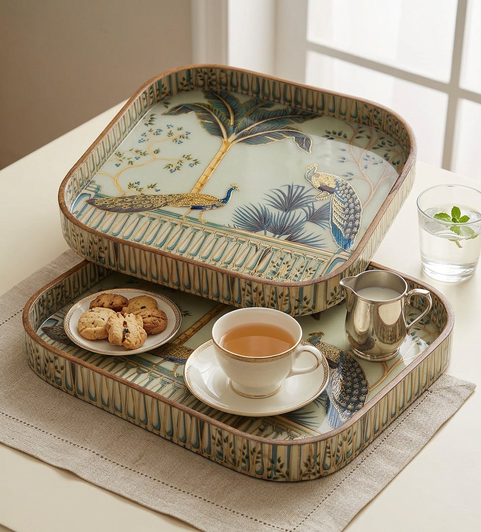 2 PC Tray Set (SMKG) in Mayurvan design