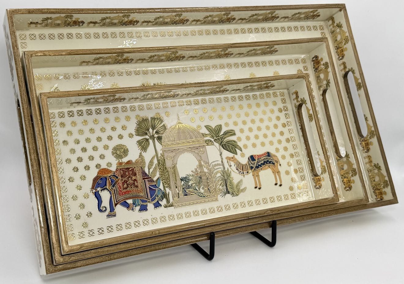 3 PC Tray Set 16x10" in the Karavan design