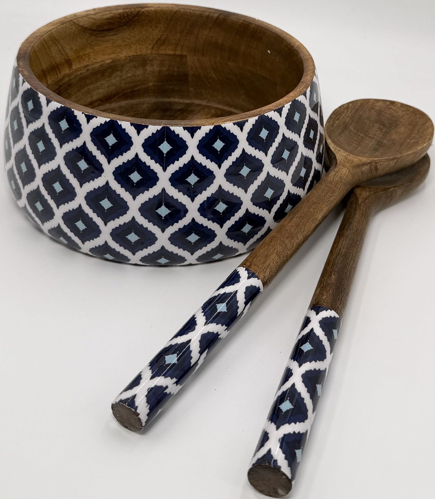 Salad Bowls in the Indigo Ikat design