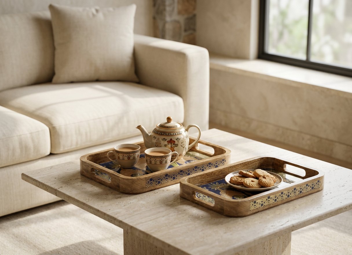 2 PC Tray Set 15MM (KG) in Mehraab design
