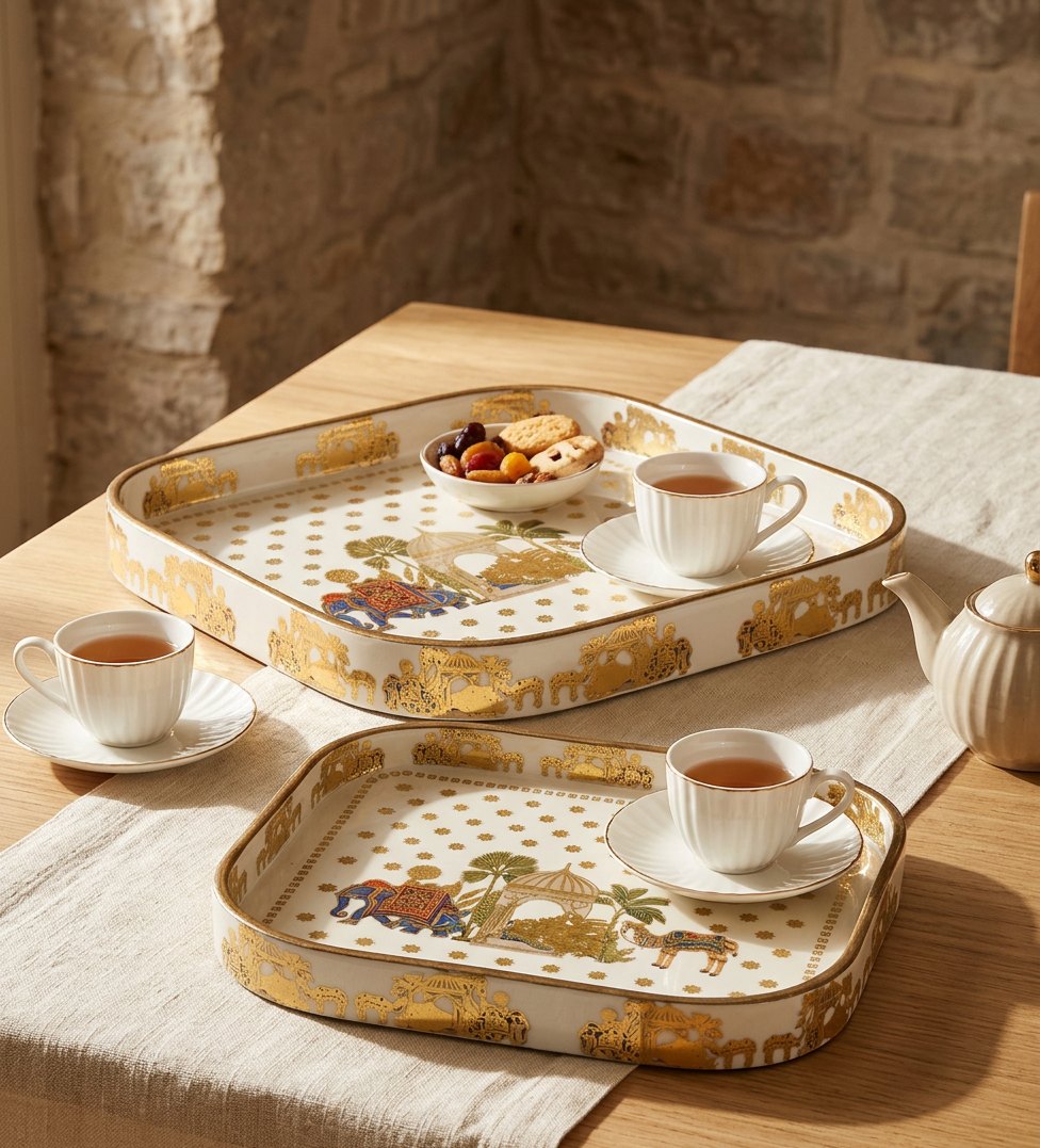 2 PC Tray Set (SMKG) in Karavan design