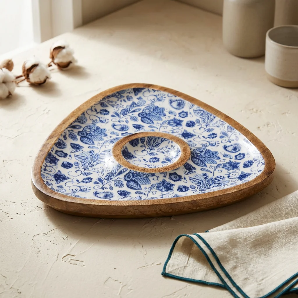 Chip/Dip (Tri) in Blue Paisley design