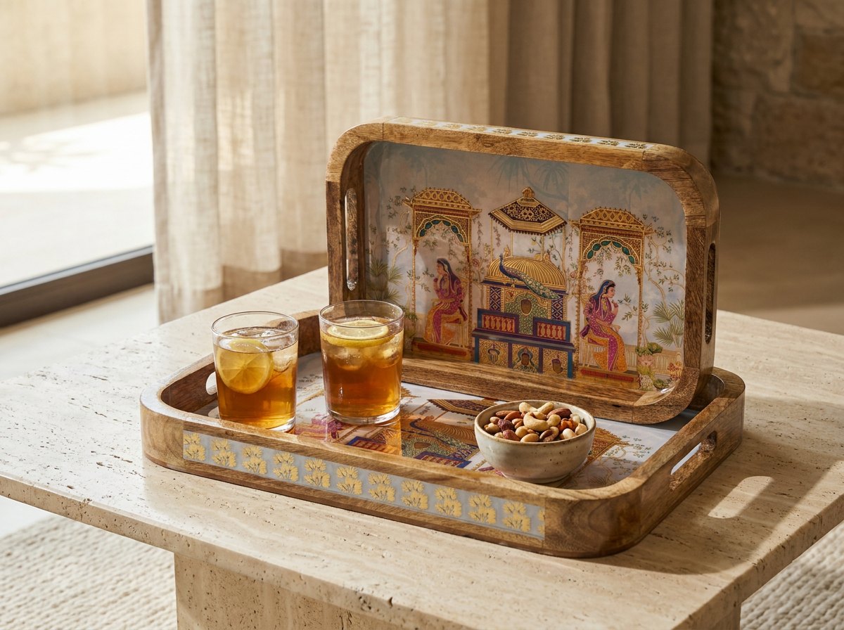 2 PC Tray Set 15MM (KG) in Rajmahal design