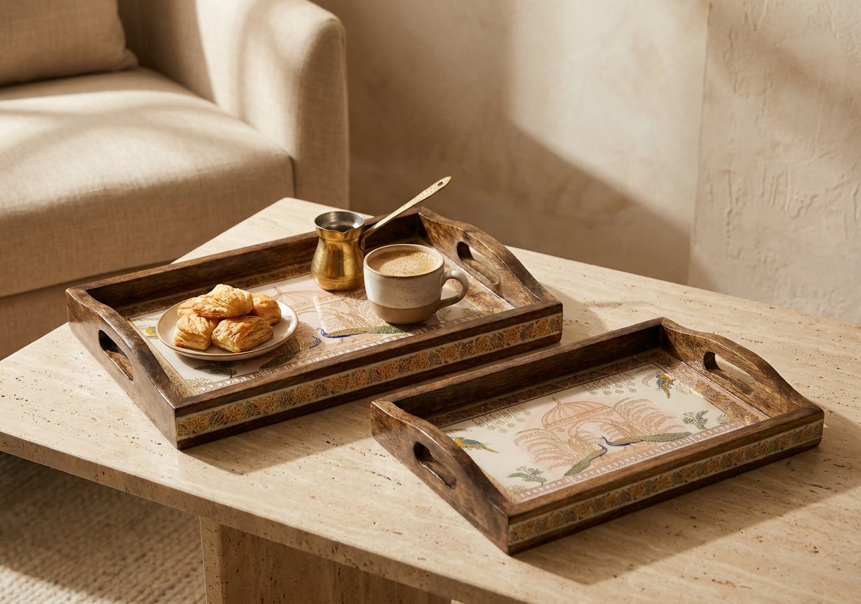 2 PC Tray Set 15MM (HH) in Shalimar design
