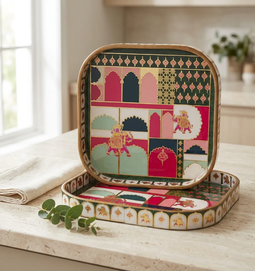 2 PC Tray Set (SMKG) in Rangmahal design