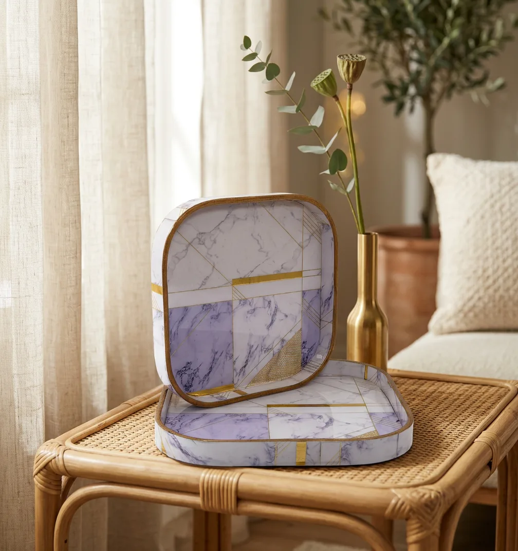 2 PC Tray Set (SMKG) in Makrana design