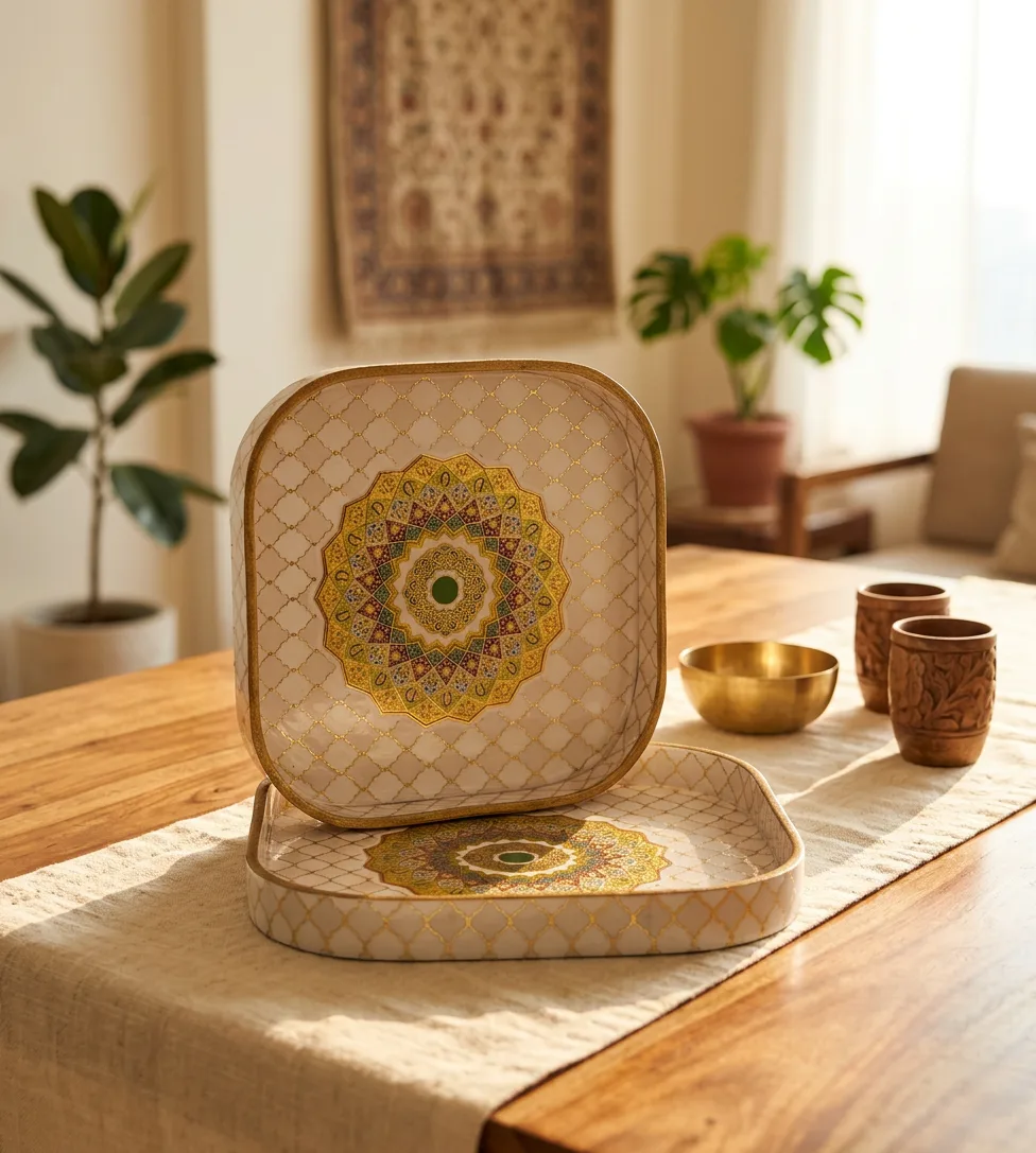 2 PC Tray Set (SMKG) in Surya Chakra design