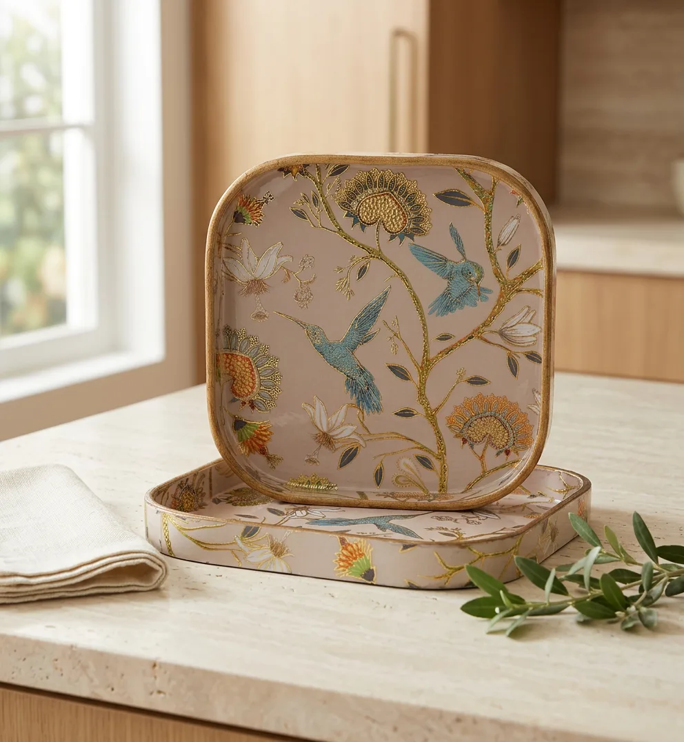 2 PC Tray Set (SMKG) in Bulbul design