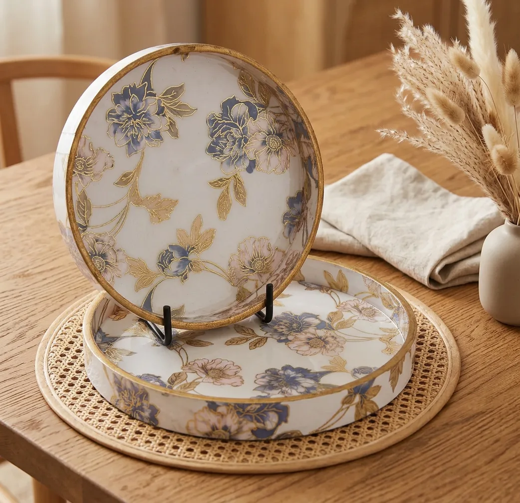 2 PC Tray Set (SMRN) in Bulbul design