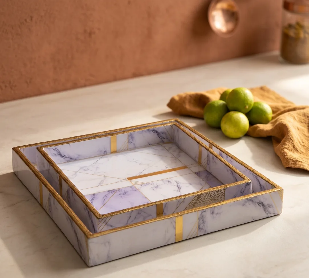 2 PC Tray Set (SMSQ) in Makrana design