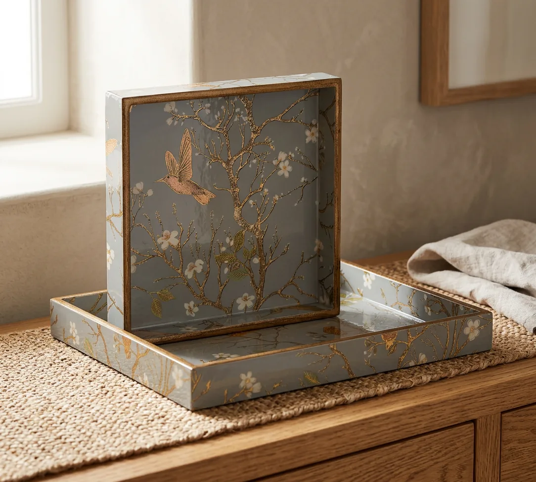 2 PC Tray Set (SMSQ) in Bulbul design