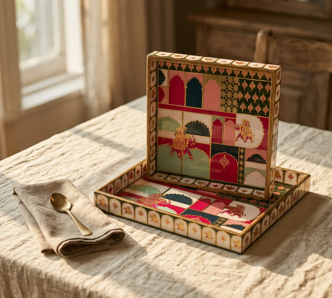 2 PC Tray Set (SMSQ) in Rangmahal design