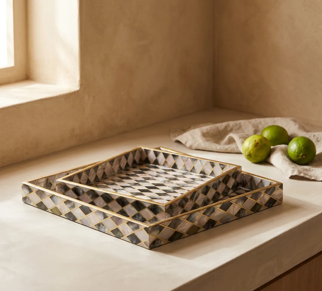 2 PC Tray Set (SMSQ) in Sadaf design