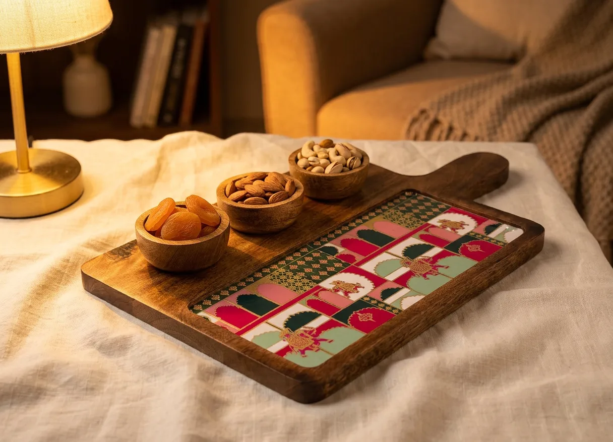 3 Bowl Platter in Rangmahal design