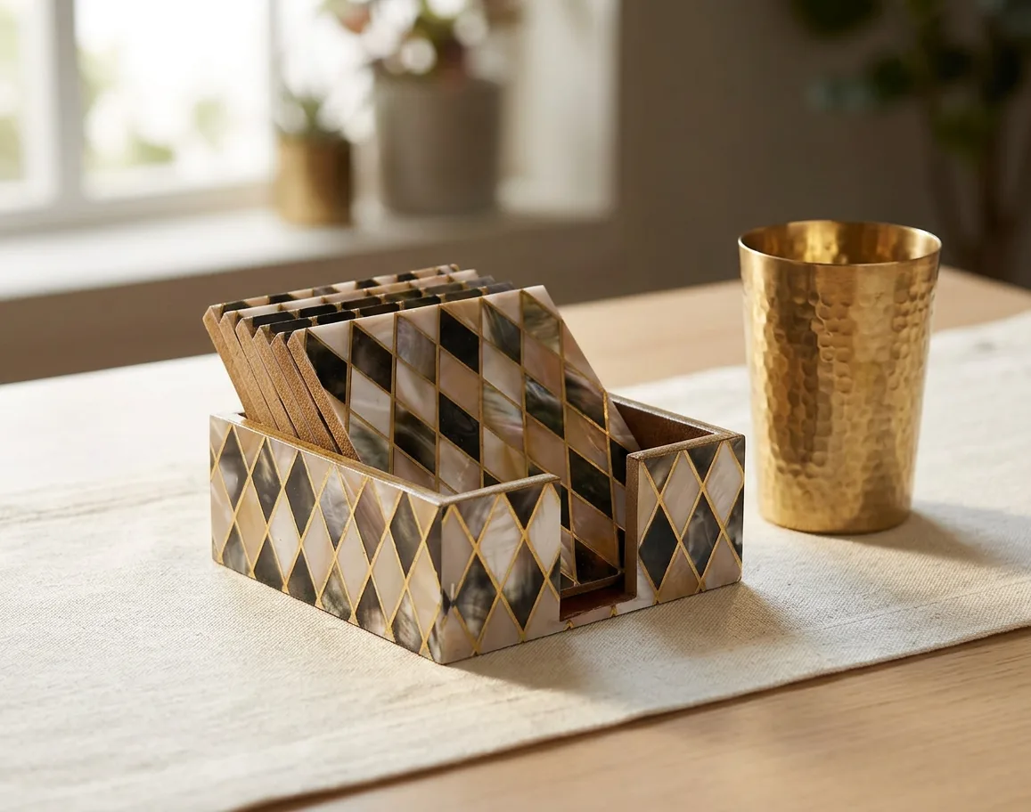 Coaster Set in Sadaf design