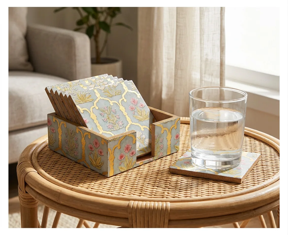 Coaster Set in Firozi design