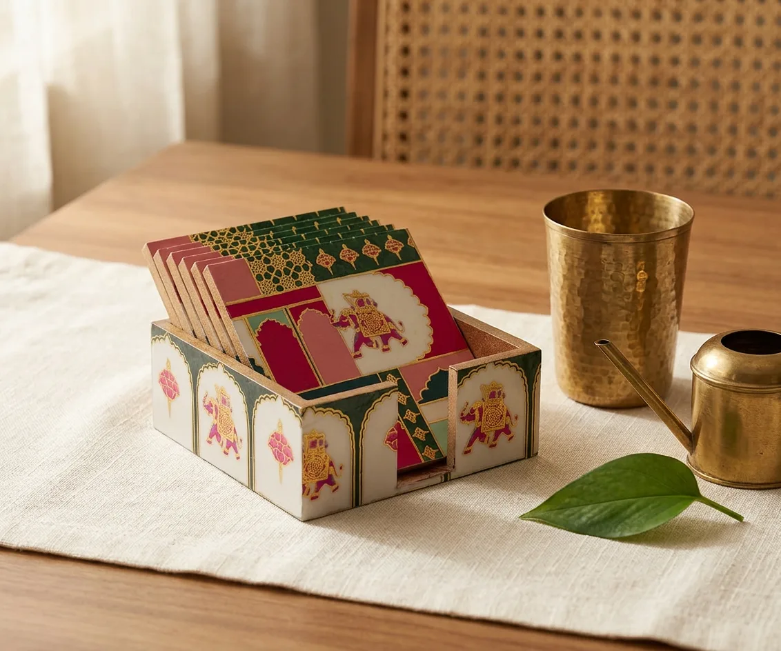 Coaster Set in Rangmahal design