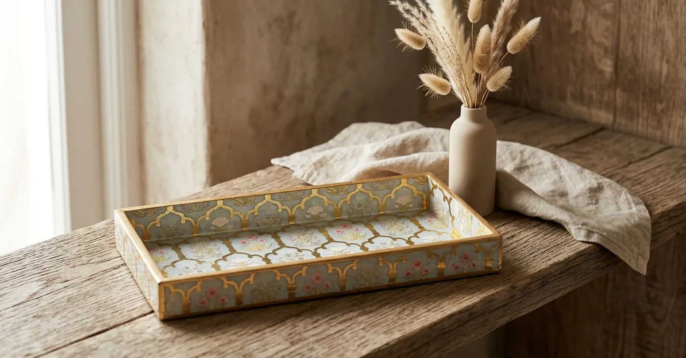 Pan Tray in Firozi design