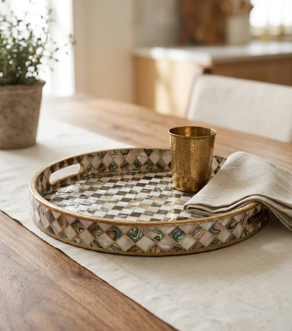 Round Trays (SL) 12" in Sadaf design