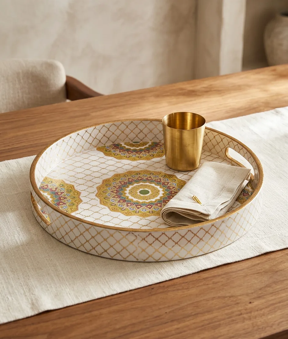 Round Trays (SL) 12" in Surya Chakra design