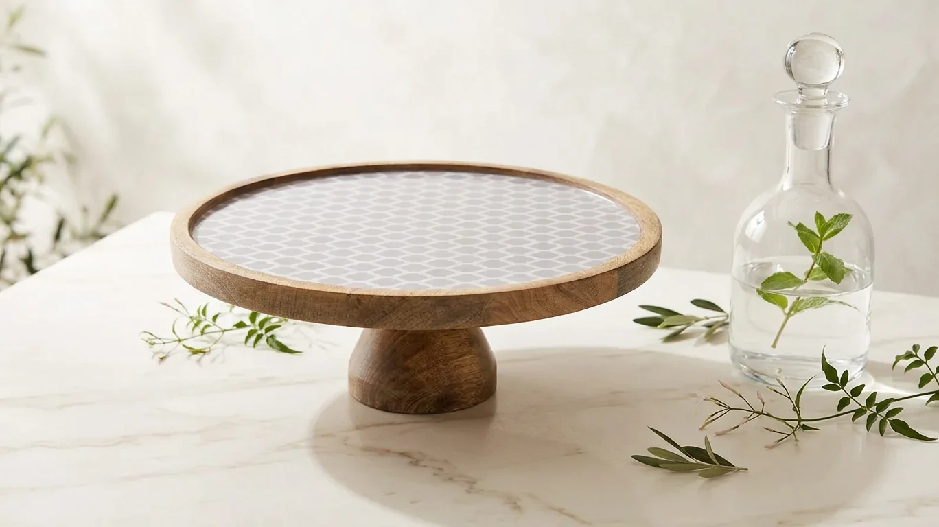 Single Layer Dessert Stand — Ivory Trellis — Lifestyle 2